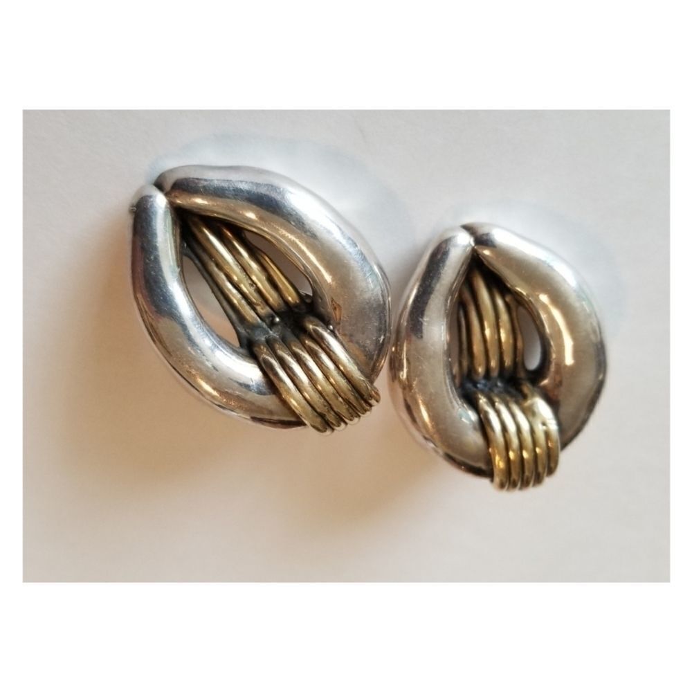 Vintage Signed Sterling Silver Funky Earrings